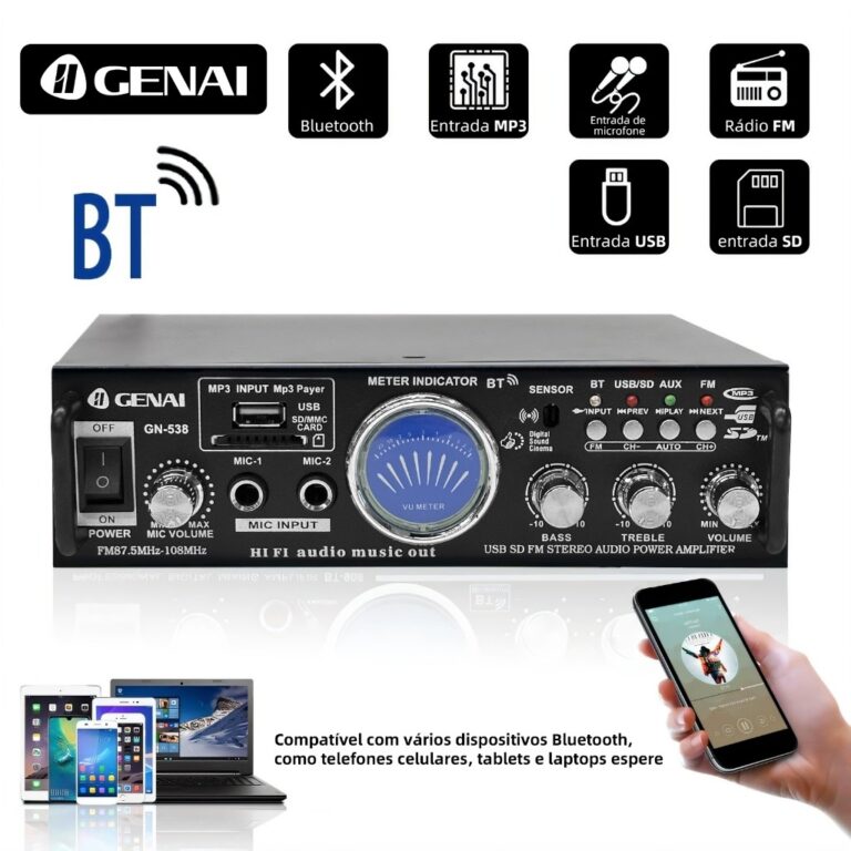 Amplificador 2 Canais 600W Pmpo220V STEREO BLUETOO