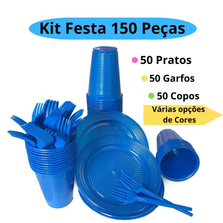 Kit Festa Descartável 150 Peças Cores Vibrantes 