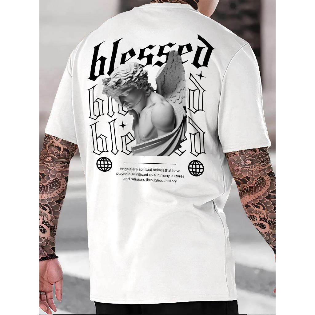 Camiseta Masculina Blessed Camisa Básica Streetwear Algodão Premium
