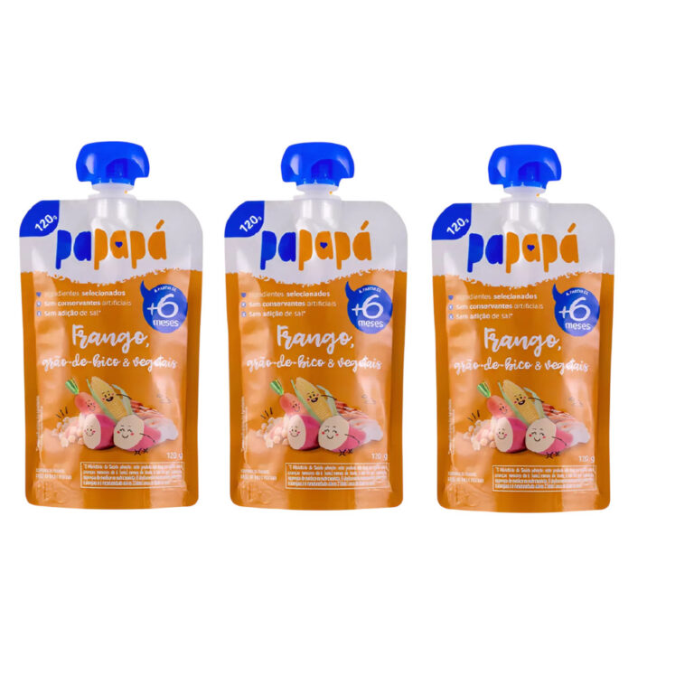 Kit 3x Papinha Papapá Frango Grão Vegetais Squee