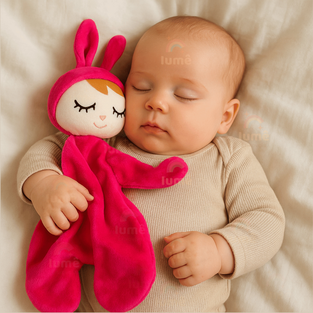 Boneca pelucia bonequinha naninha com porta chupeta coelhinha babysoft antialérgico Premium Menina