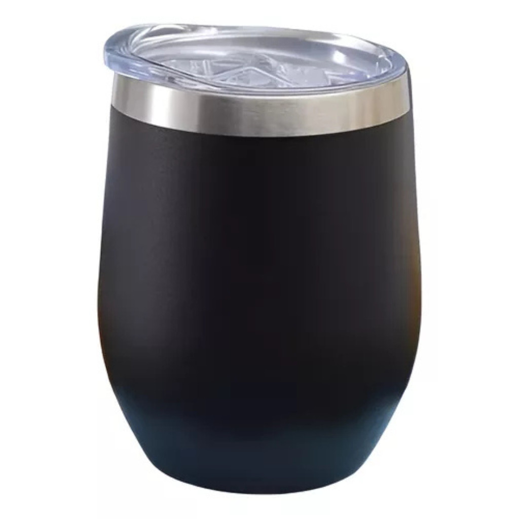 COPO Térmico Tipo Ovo Cuia Inox com Tampa Antivazamento (360 ml) – Preto