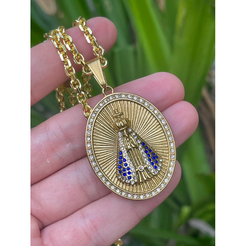 conjunto masculino colar e pingente banhado a ouro