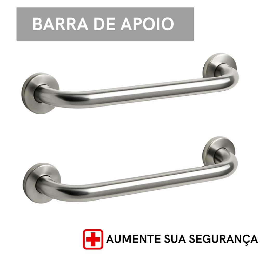 Barras de Apoio 80cm para Banheiro Box Quarto Corredor Segurança Idoso Ou Deficiente Alumínio Polido