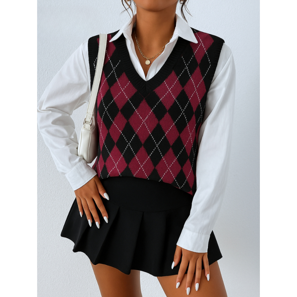 Colete Tricot Unissex Colete Masculino Tricot Colete Feminino Tricot Xadrez