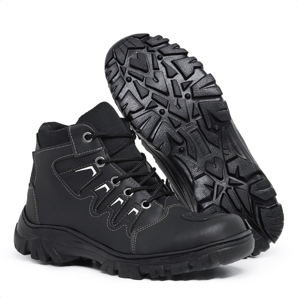 Bota Coturno Masculino Motociclista Militar Cano Médio Tático