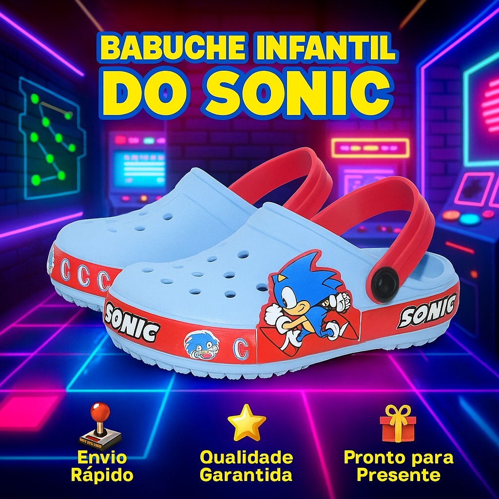 Babuche Sonic Infantil Chinelo Sonic Sandália Slide Leve