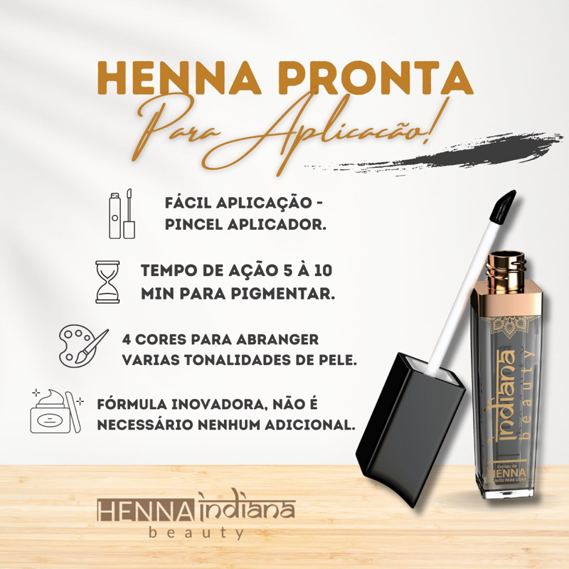 Henna Sobrancelha Natural Pronta para Uso | Cobre Falhas | Alta Fixação | Indiana Beauty