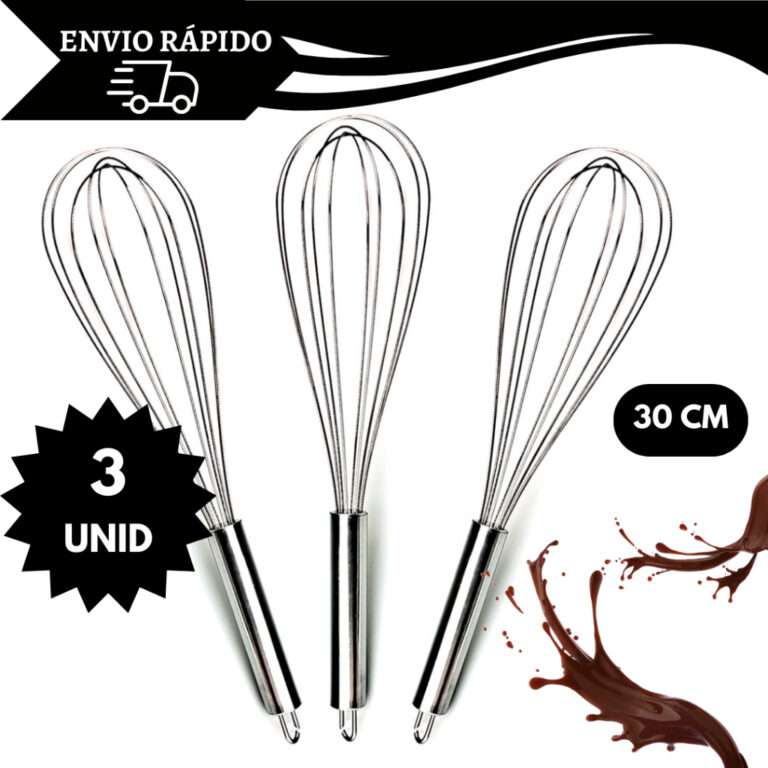 Kit 3 Fue Batedor De Ovo em Aço Inox Reforçado F