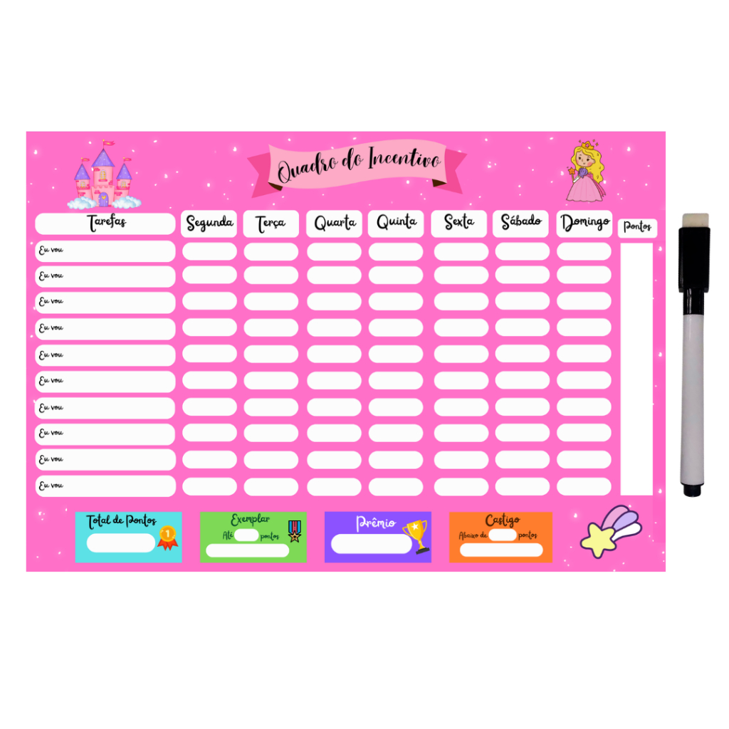 Quadro De Rotina Infantil De Parede Atividade Para Incentivo – Menina