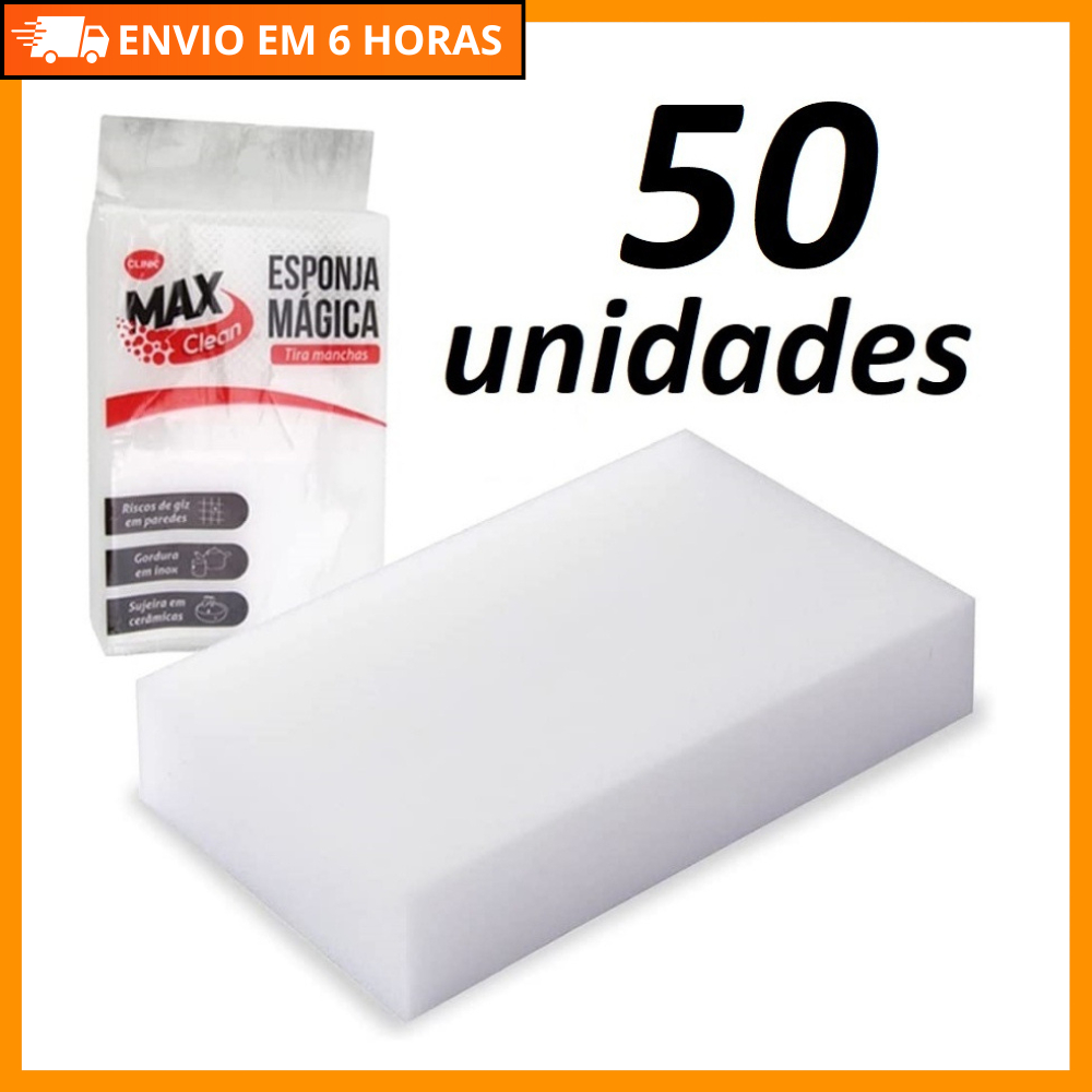 Kit 50 Esponjas Mágicas Brancas Removedoras de Manchas  Limpeza Profunda Sem Produtos Químicos
