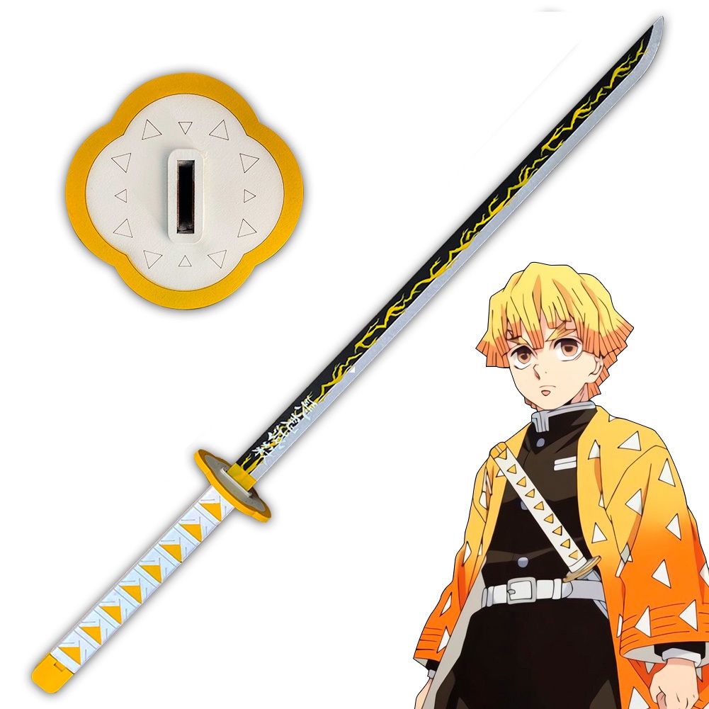 Brinquedo Nichirin do Zenitsu Agatsuma Demon Slayer 95cm Para Cosplay Sem Bainha