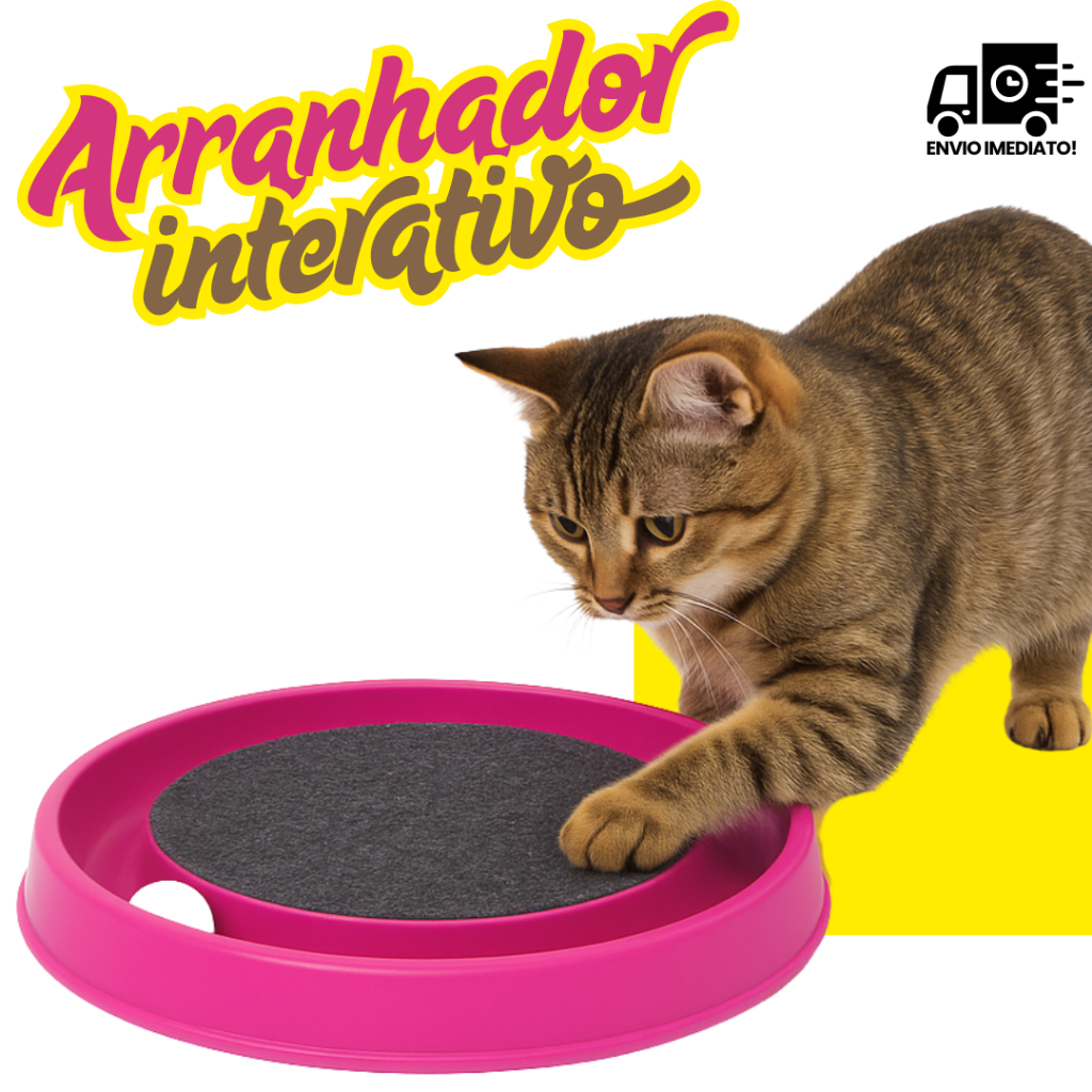 Arranhador para Gatos Redondo com Bolinha Brinquedo Pet Interativo Relax Antiestress Cat
