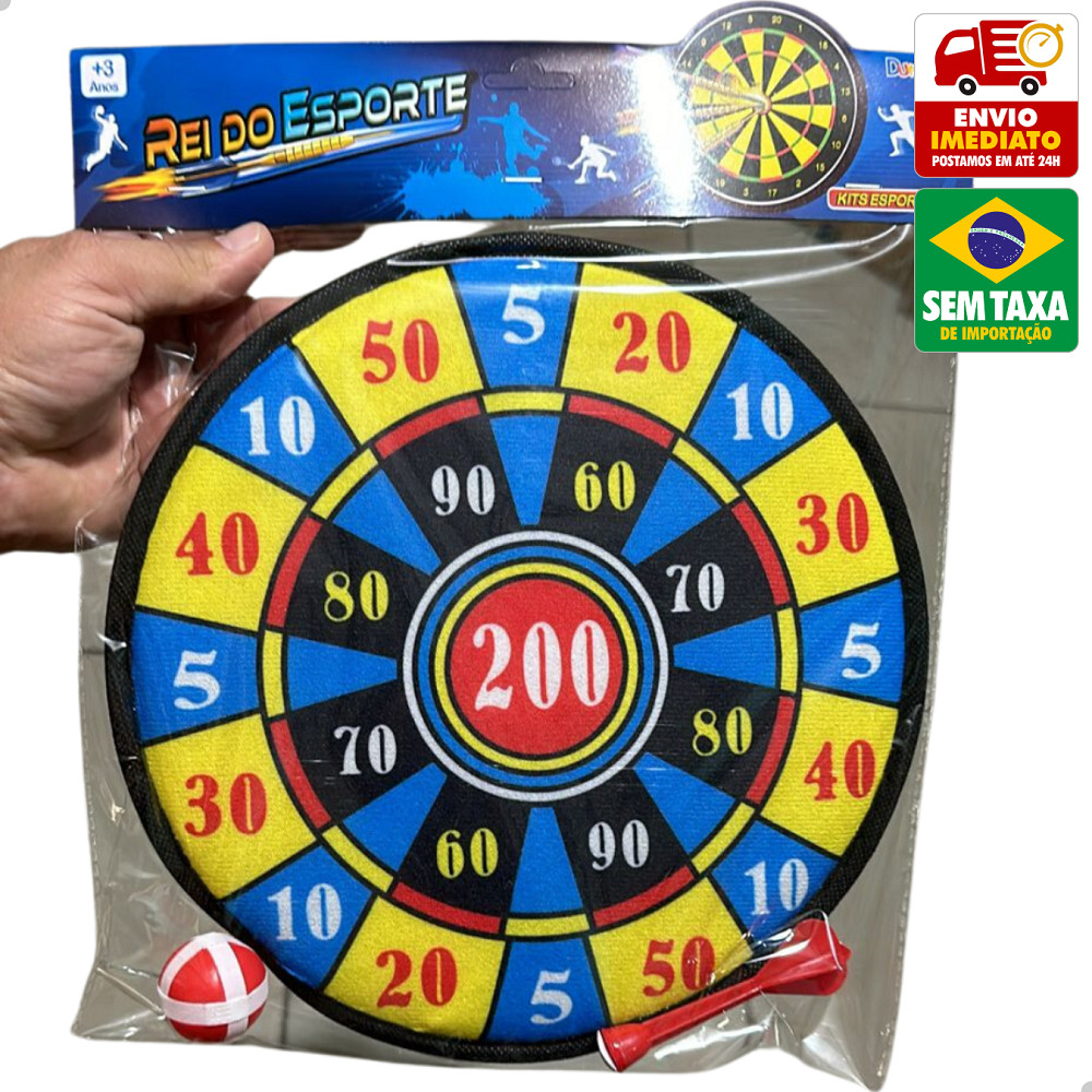Jogo de Dardos Alvo Dardo Bolinha Velcro DuteToys Rei do Esporte Plastico DTY-1016