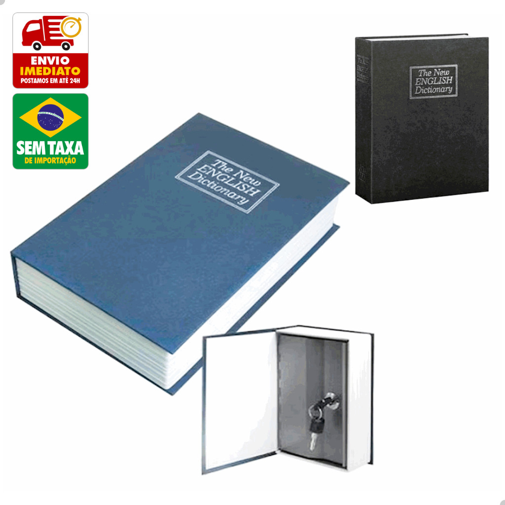 Cofre Secreto Livro de Metal Com Chave para Objetos de Valor Onyx 1735