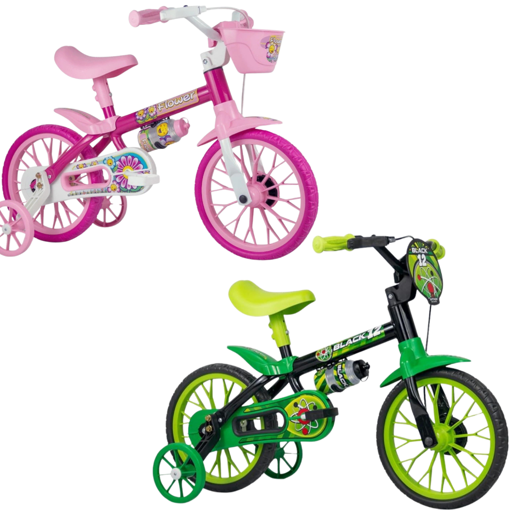 Bicicleta infantil nathor Aro 12 com rodinhas criança – 3 a 5 anos – confortável segura