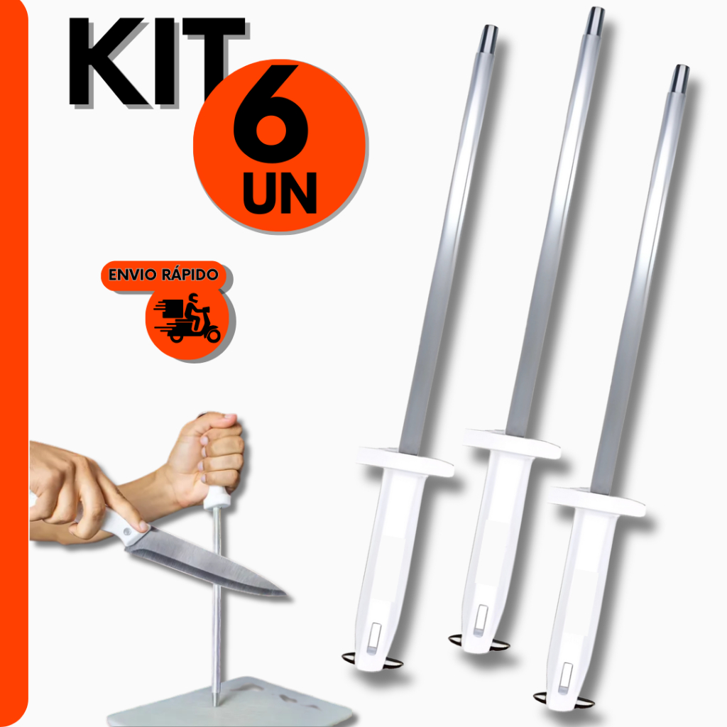 Kit 6 Chairas 12 Amolador Profissional de Facas p/ Açougue, Churrascaria e Cozinha de Alto Desempenh