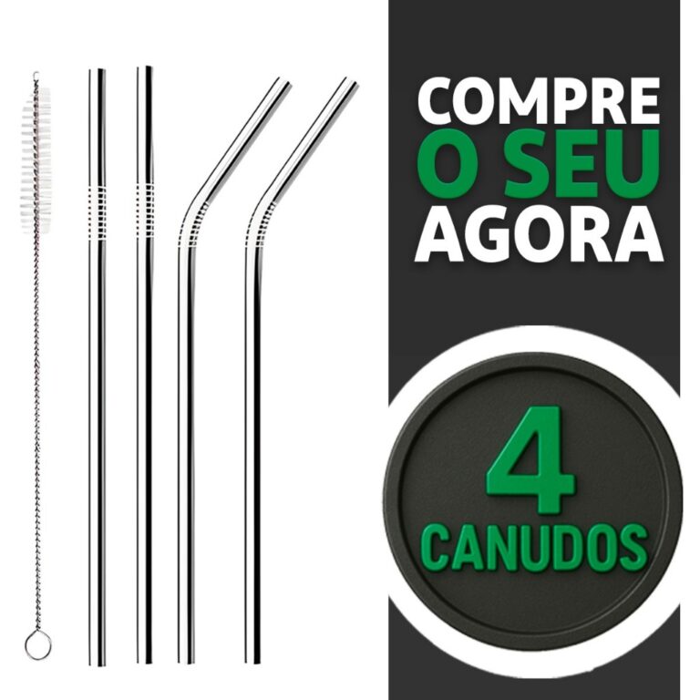 Combo 04 Canudos Inox Com Escova Ecológico Reutil