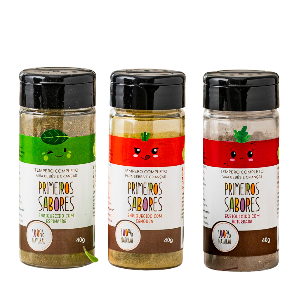 Kit 3 Temperos Primeiros Sabores Enriquecidos com Vegetais – Terra Amor 40g