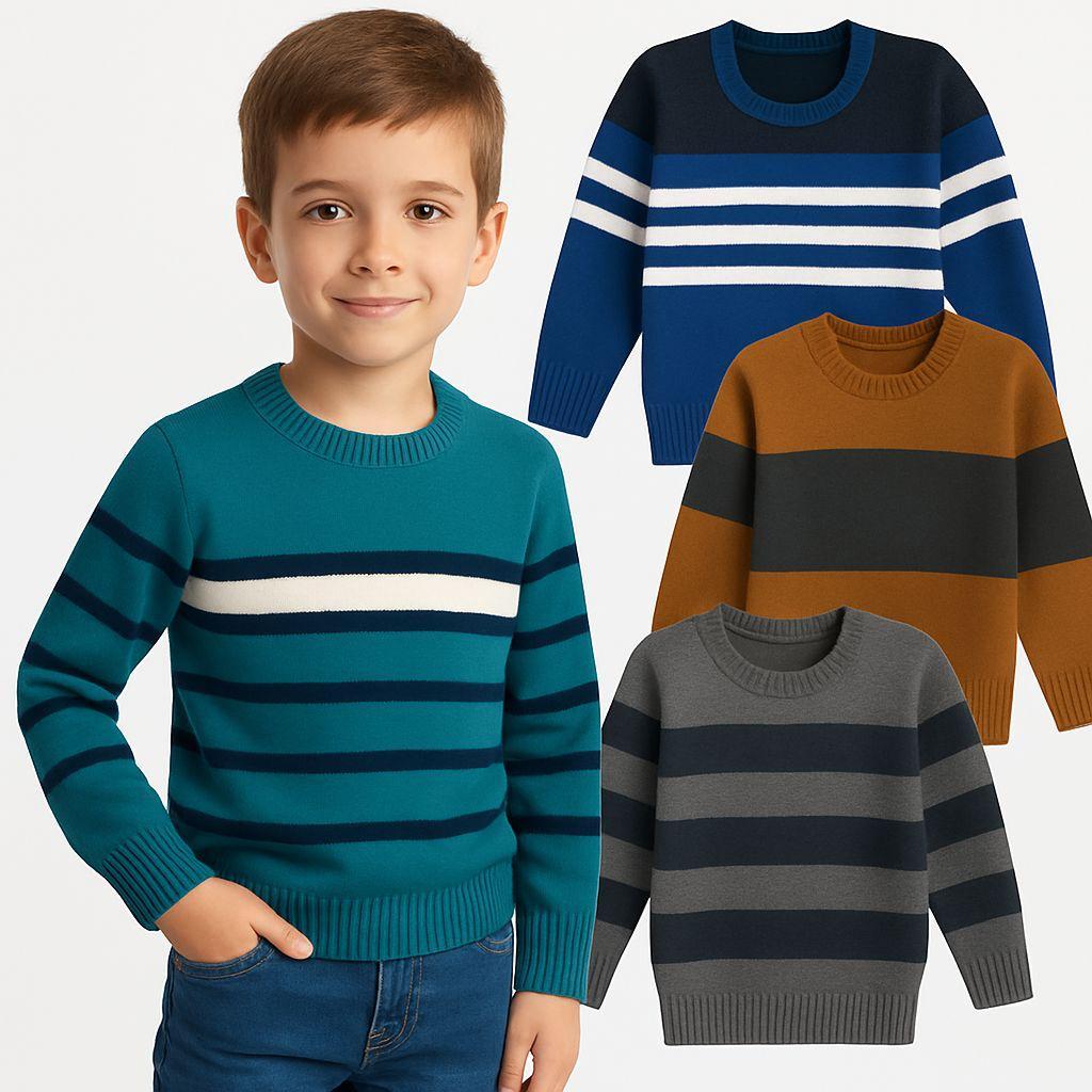 Pulôver Infantil Tricô Unissex | Quente e Macio para o Inverno | Tamanhos 1 2 3 4 6 8 12 16 | Cores
