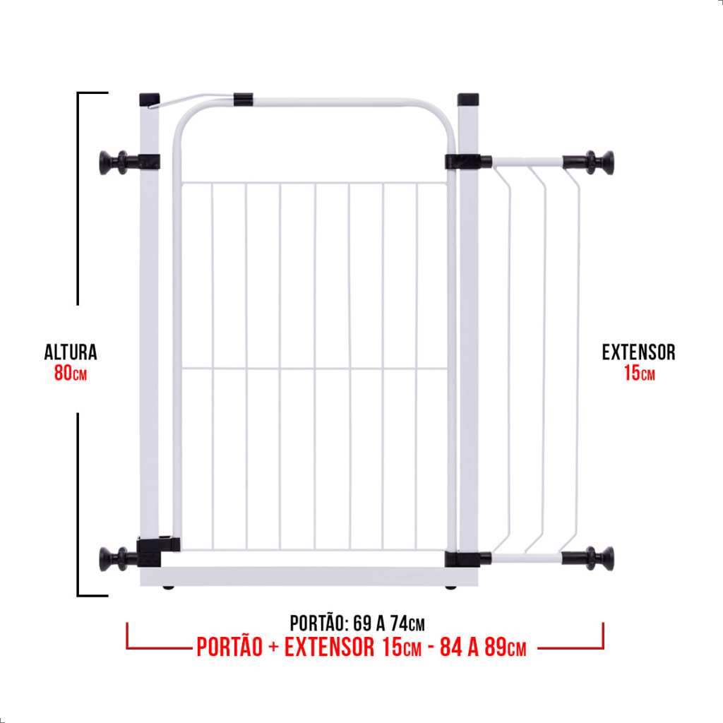 Portão PET Proteção 84 à 89cm – NÃO PRECISA FURAR PAREDE