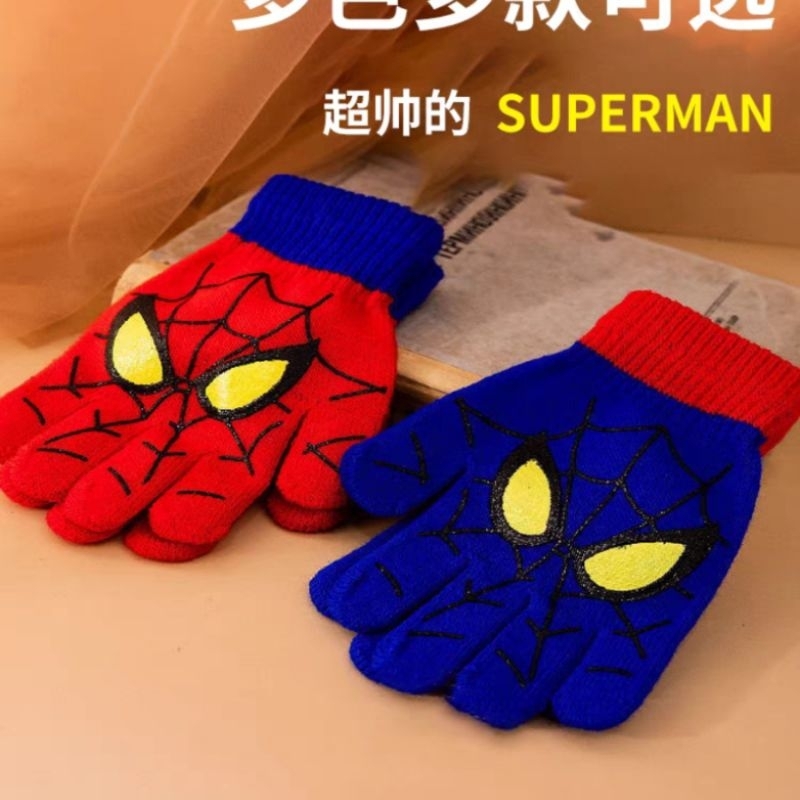 Luvas para crianças de 4 a 9 anos, lã de desenhos animados de inverno