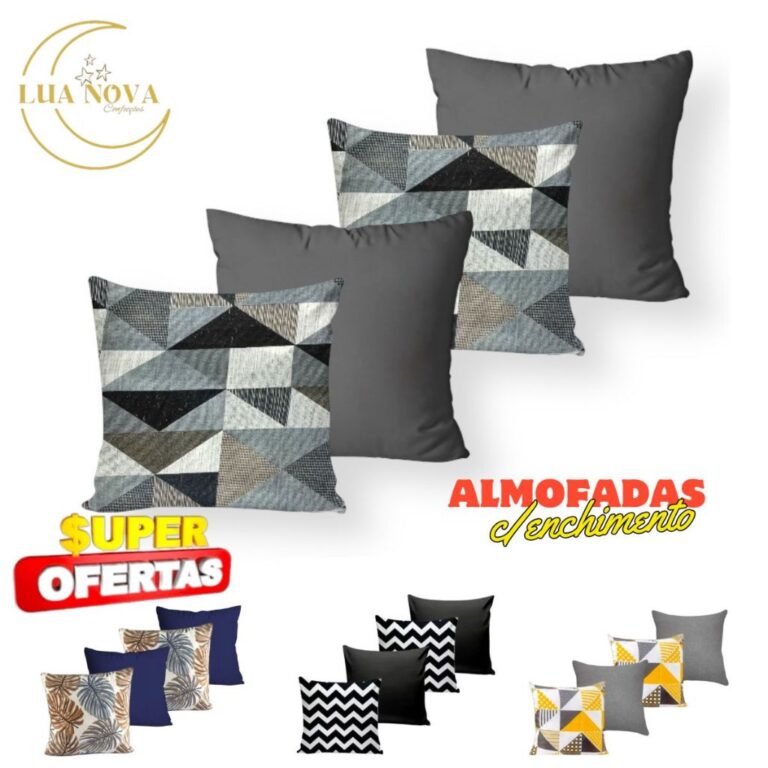 KIT 4 ALMOFADAS CHEIAS COM ZÍPER 45x45cm