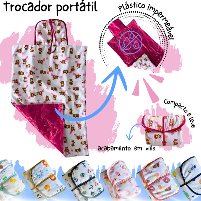 Trocador portátil impermeável 80 x 45 cm várias