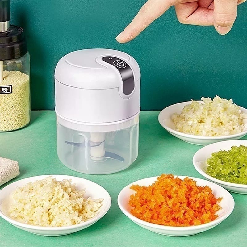 Mini Processador com 3 lâminas de aço inox Elétrico de Alimentos Portátil