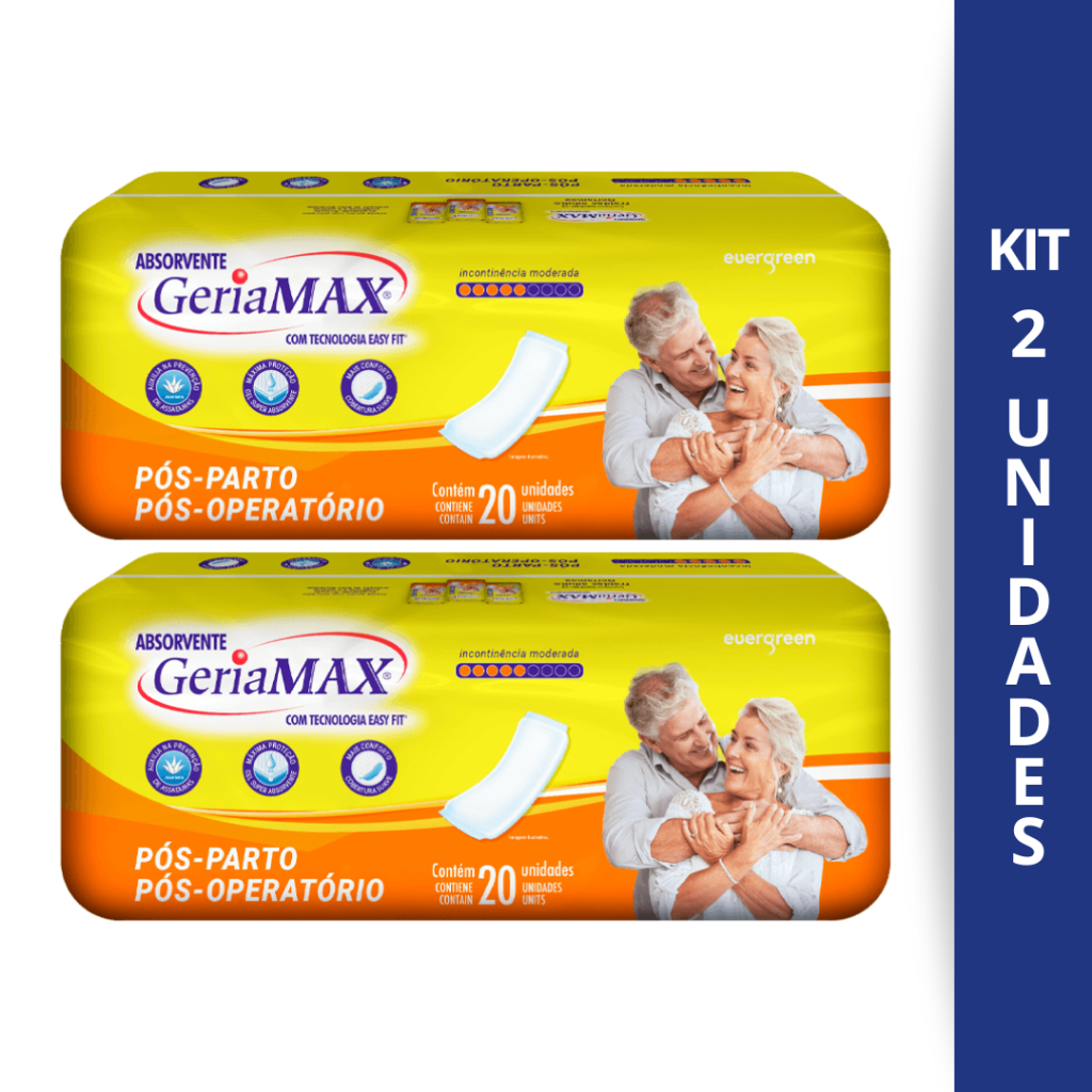 KIT 2 ABSORVENTE PÓS-OPERATÓRIO GERIAMAX 20 UNIDADES