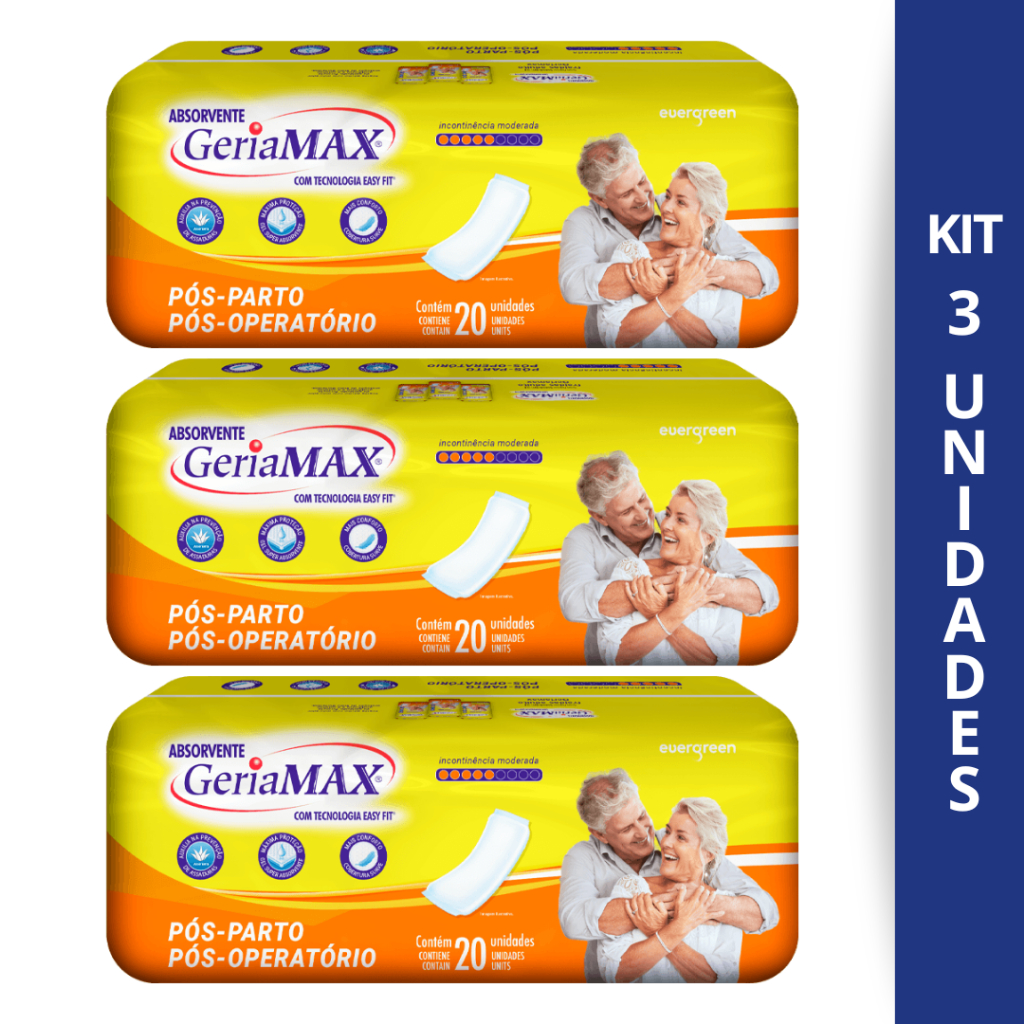 KIT 3 ABSORVENTE PÓS-OPERATÓRIO GERIAMAX 20 UNIDADES