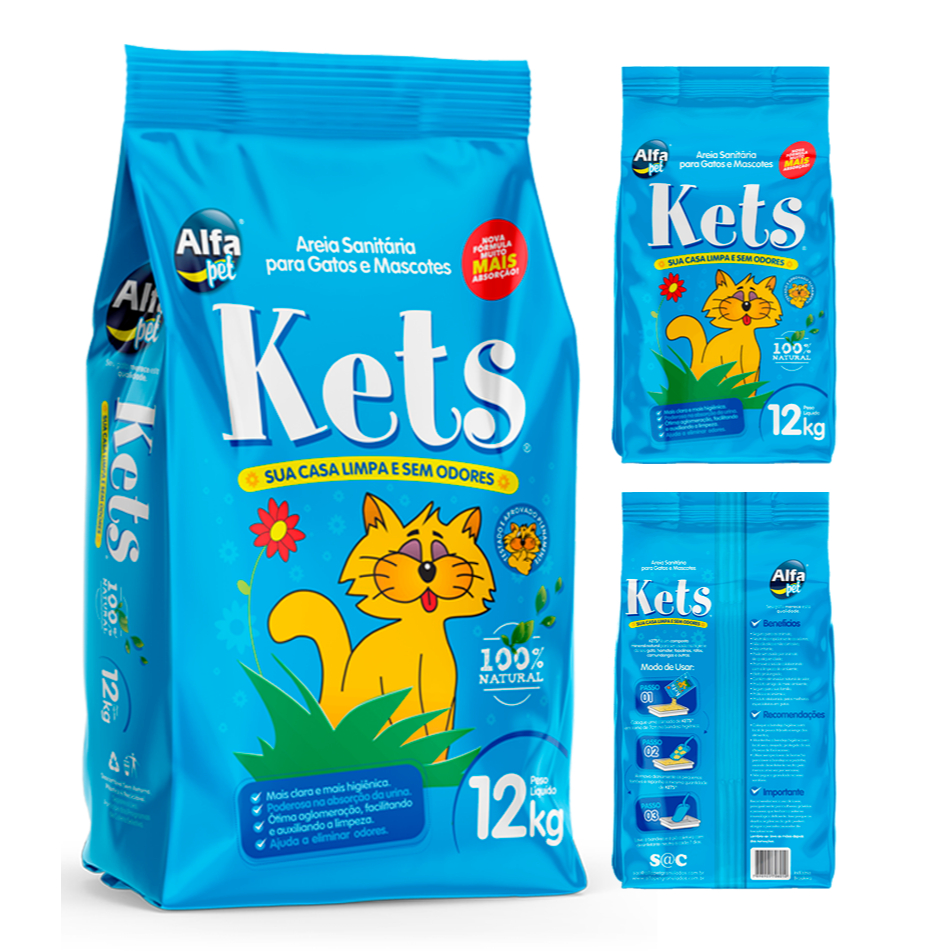 Areia Higiênica para Gatos KETS 12 KG tipo pipicat