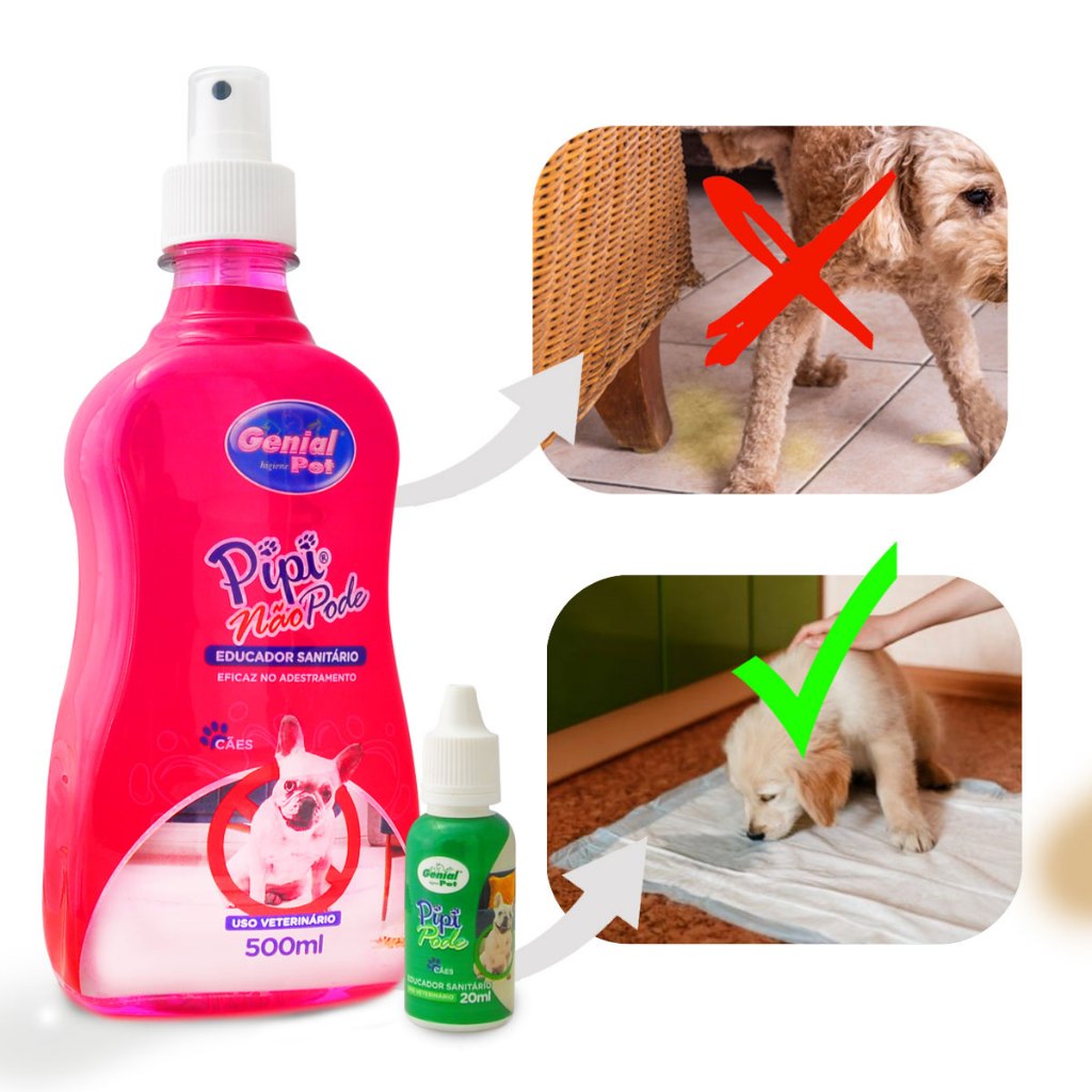 Pipi Pode (20ml) + Pipi Não Pode (500ml) – Kit Educador para Cães