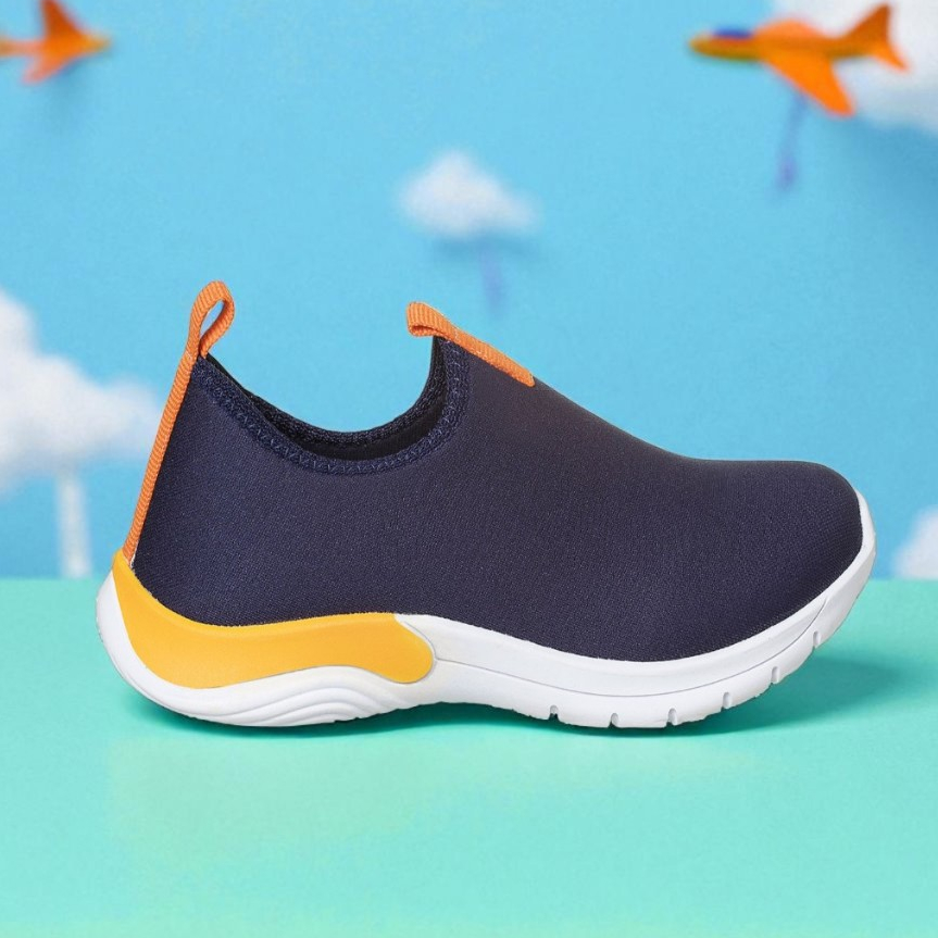 Tênis Infantil Masculino Calce Fácil Escolar Confortável Original Leve Macio Marinho/Laranja