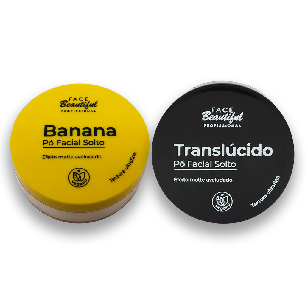 Kit Toque Aveludado Pó Solto Banana e Pó Translúcido Face Beautiful