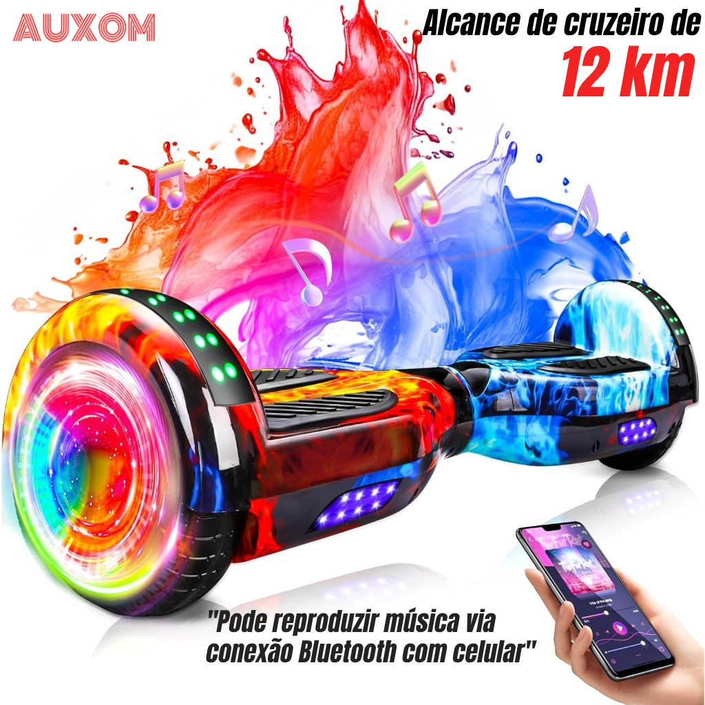 6,5 Infantil Hoverboard Skate com Música Bluetooth Iluminação e Motor de 600W para Meninos e Meninas