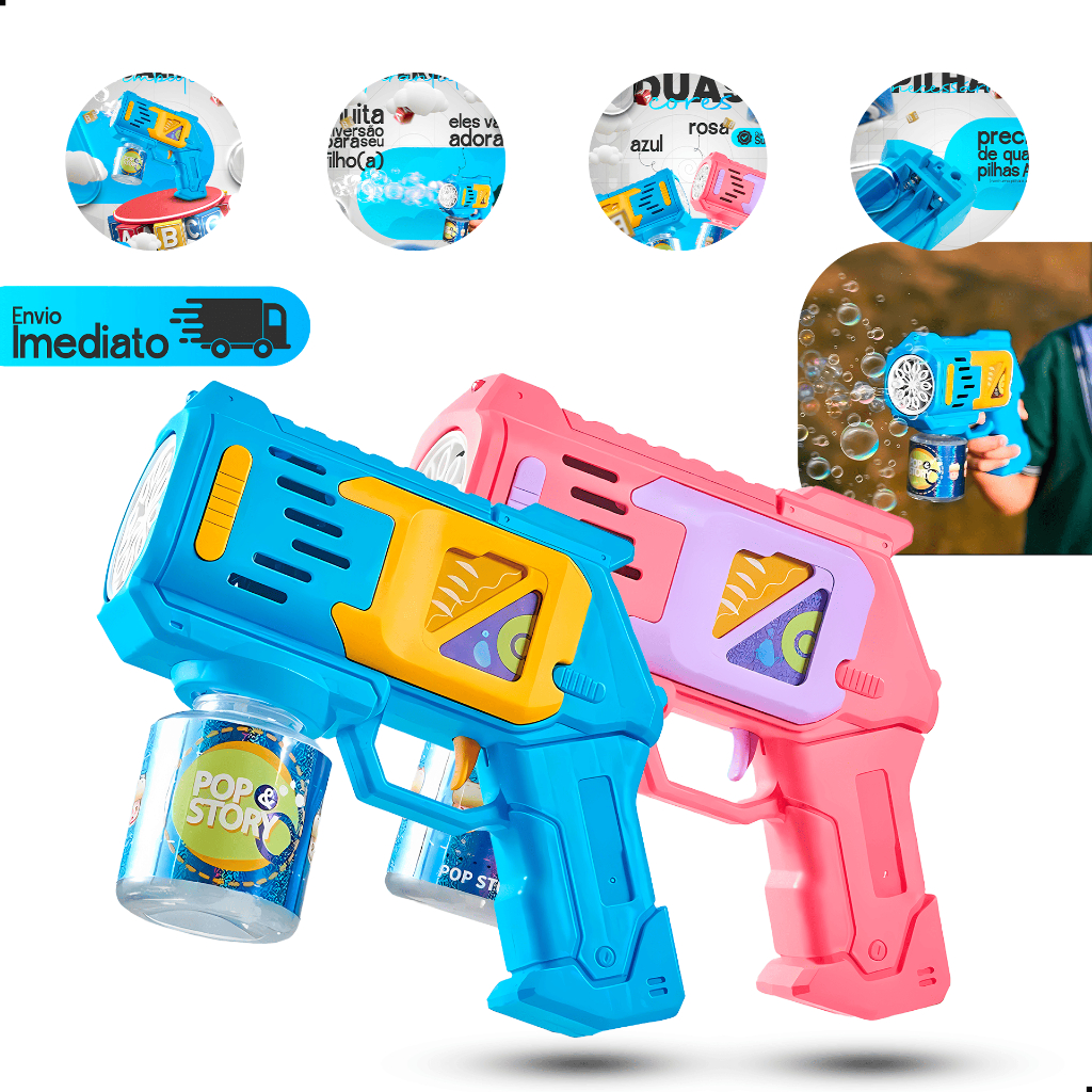 Lança bolha bazuca bolha de sabão automatico com luz brinquedo para crianças