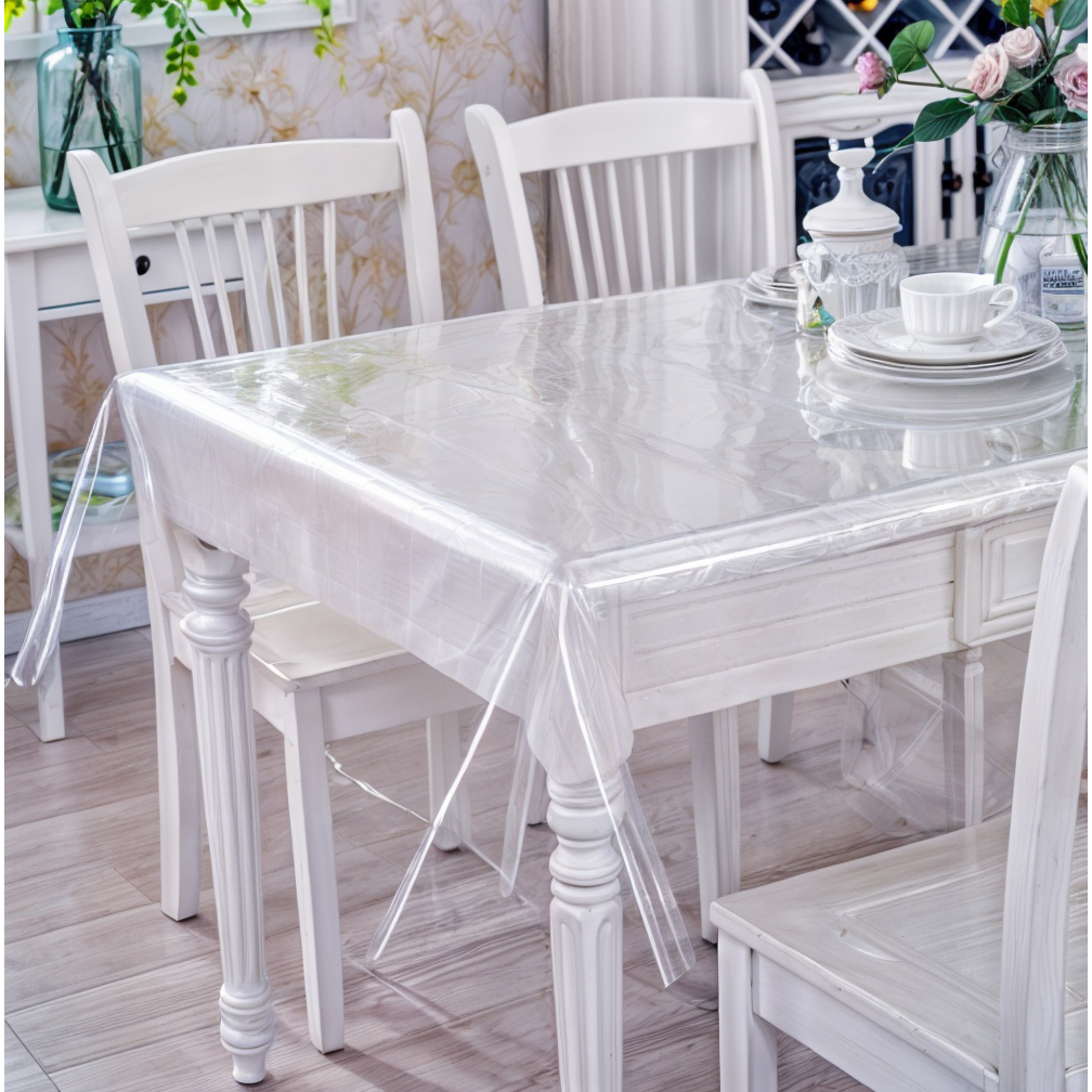 Plástico Toalha De Mesa de 4, 6, 8, 10 Lugares Transparente Térmico Impermeável
