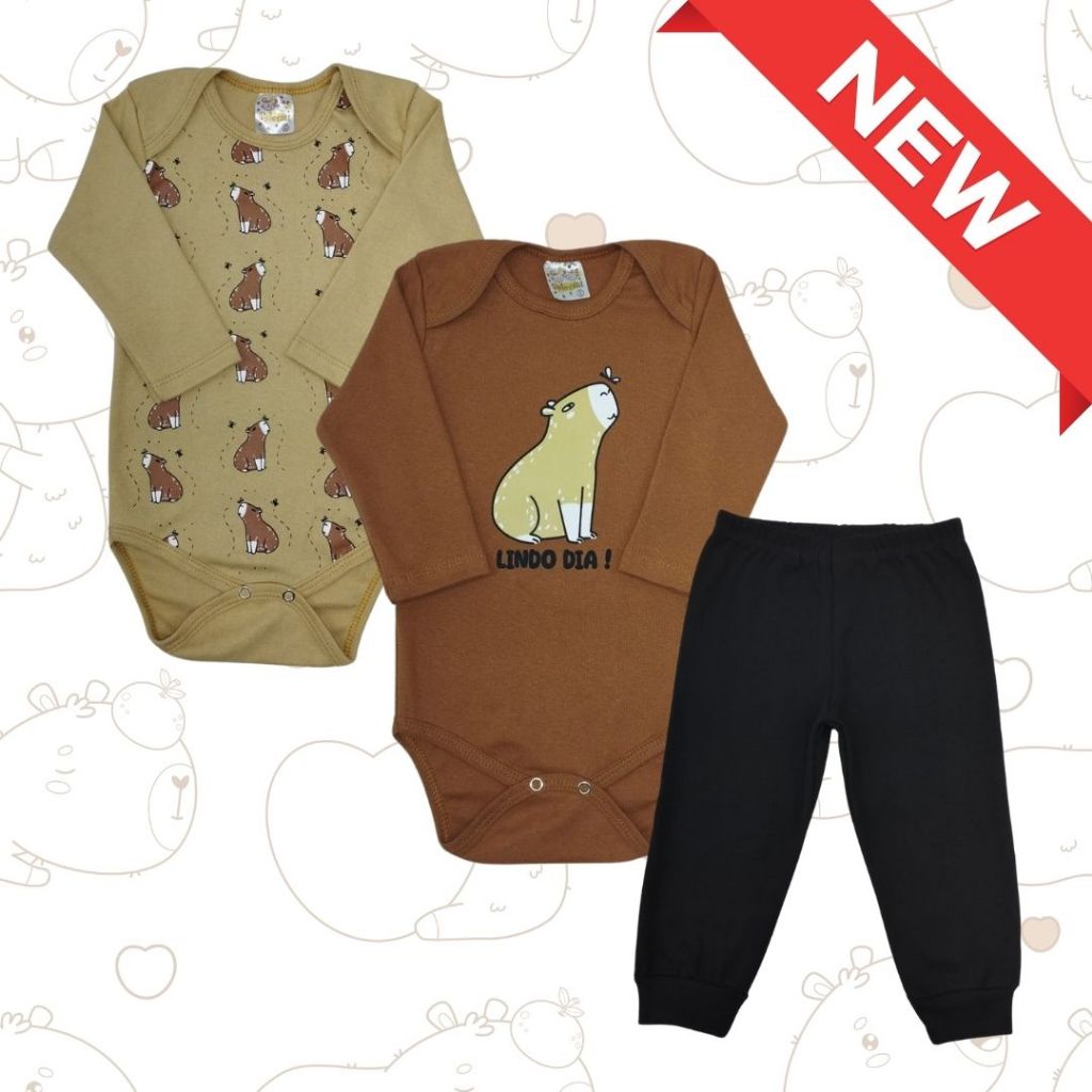 Kit Body Bebê 3 Peças para bebê Conjunto de Menino
