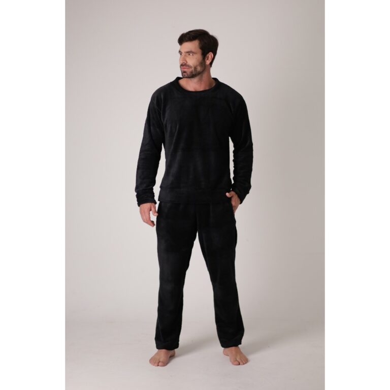 VB ONLINE Pijama Masculino Longo Fleece Inverno Qu