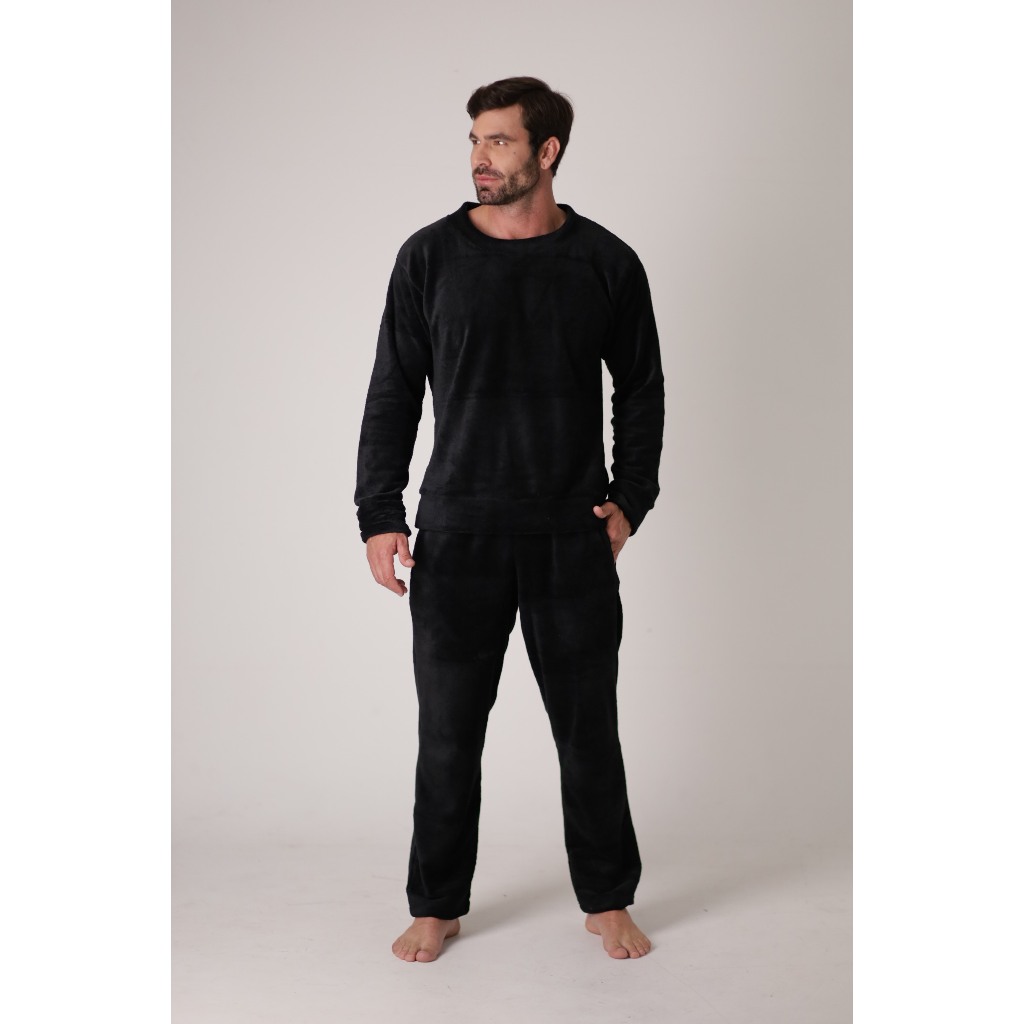 VB ONLINE Pijama Masculino Longo Fleece Inverno Quente e Macio M ao G1