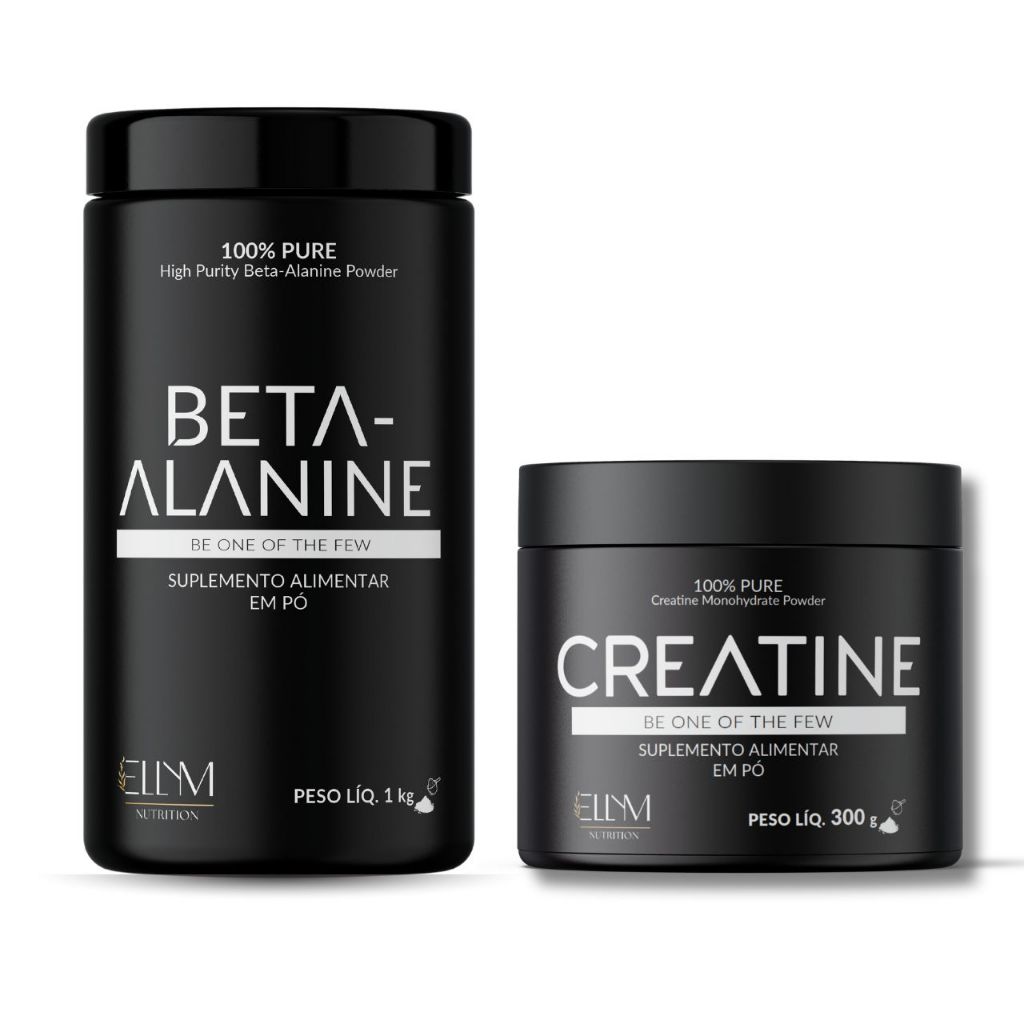 Kit Beta Alanina 1kg + Creatina 300g ELLYM NUTRITION Suplemento Alimentar Força e Resistência