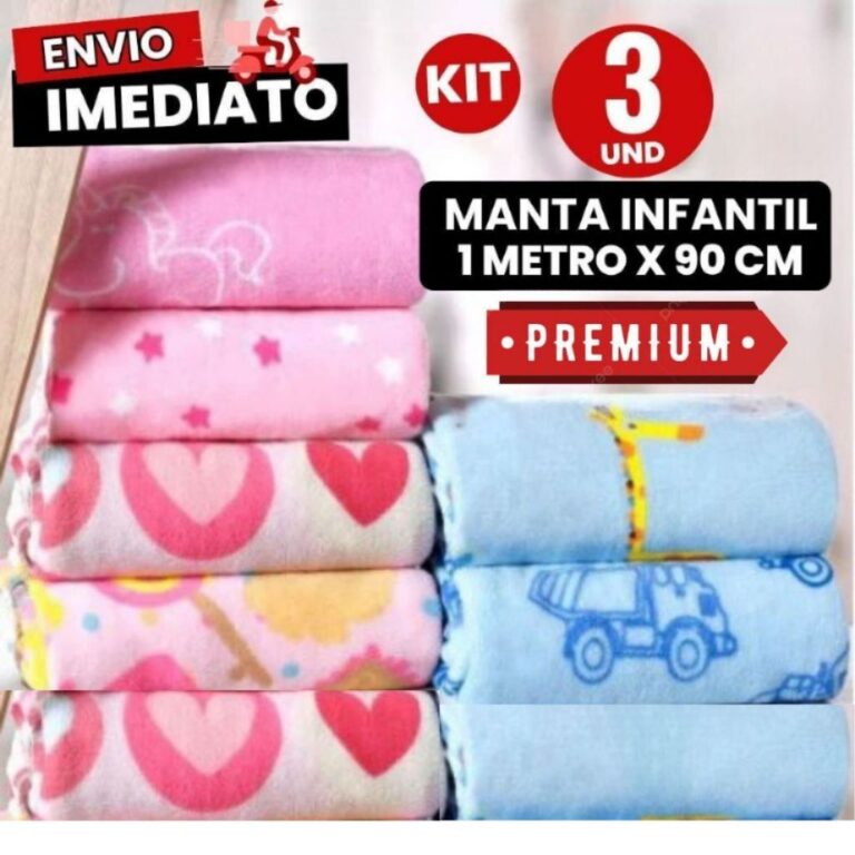 Kit De 3 Manta De bebê Cobertor Do Bebe Mantinha 