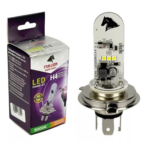 lâmpada moto h4 super led efeito xenon 8000k tita