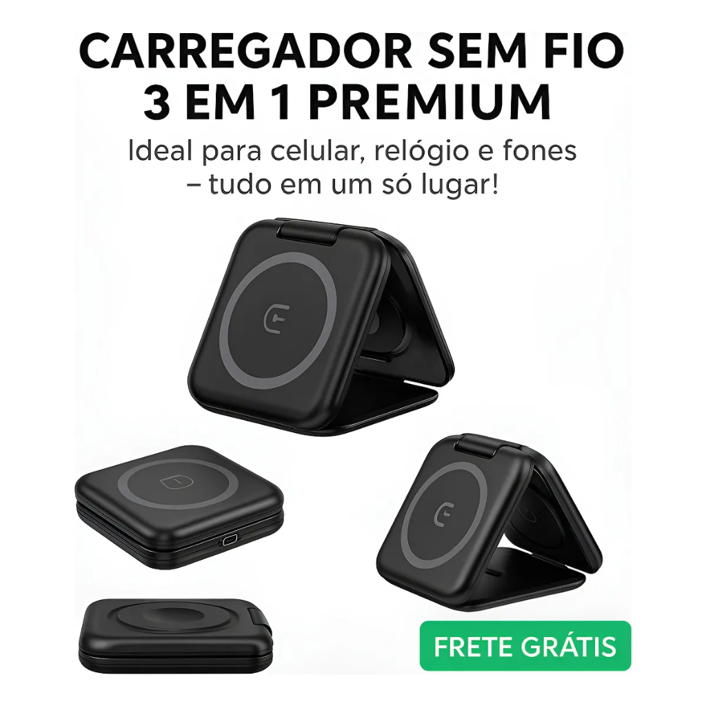Carregador Indução Sem Fio 3 Em 1 Dock Station P/ Watch AirpodS Kaidi KNC-9097