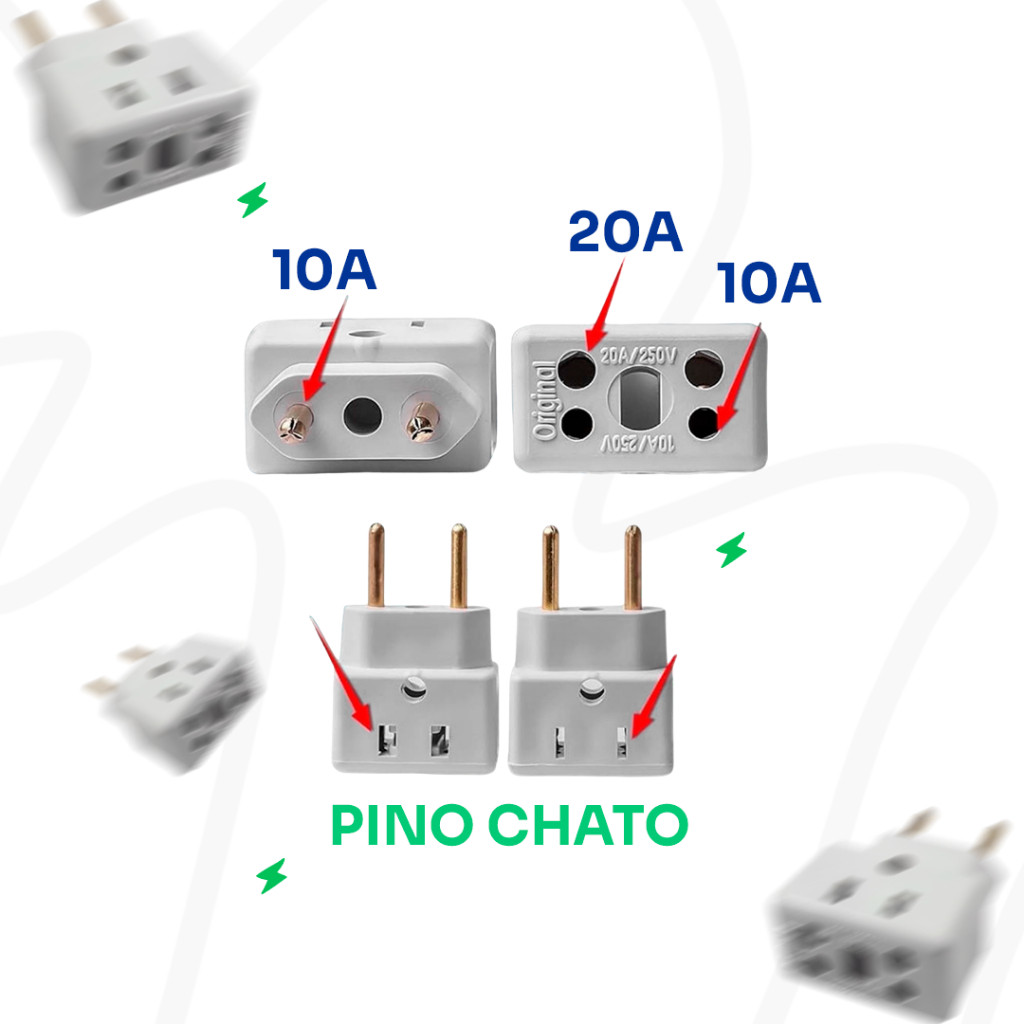 Kit Adaptador BOB Benjamin 20A 10A Bivolt Resistente Alta Potencia