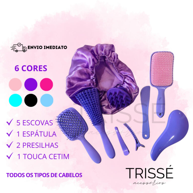 Kit 05 Escova Raquete Flex Escova Mágica e Polvo 