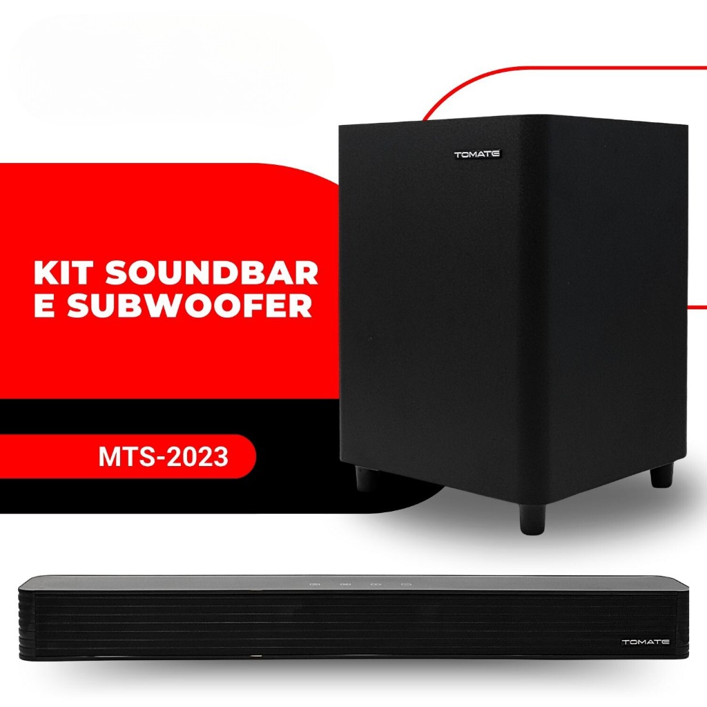 Kit Soundbar Bluetooth com Subwoofer 100W RMS Som Surround Graves Potentes Controle Remoto Bivolt