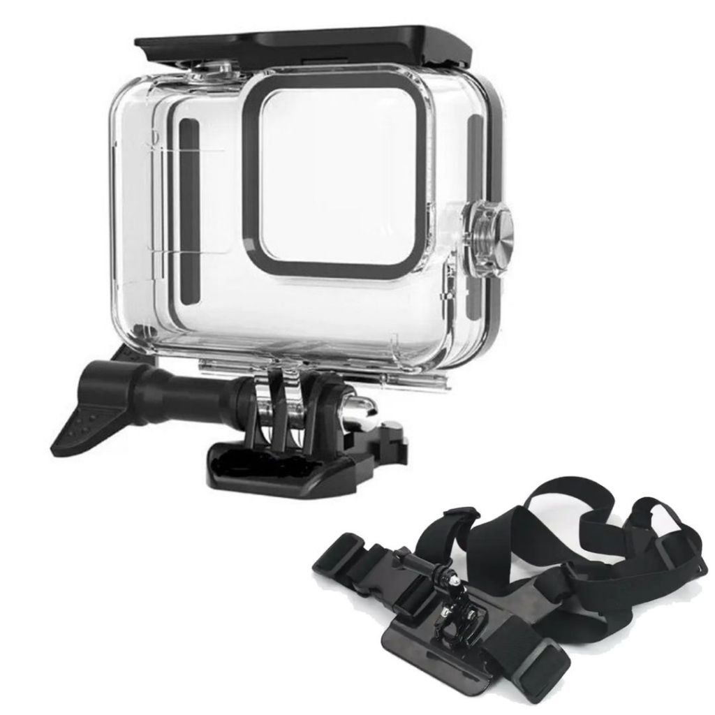 Caixa Estanque Para Gopro Hero 8 Black Mergulho Prova Dágua + Brinde Suporte de Peito para Câmera