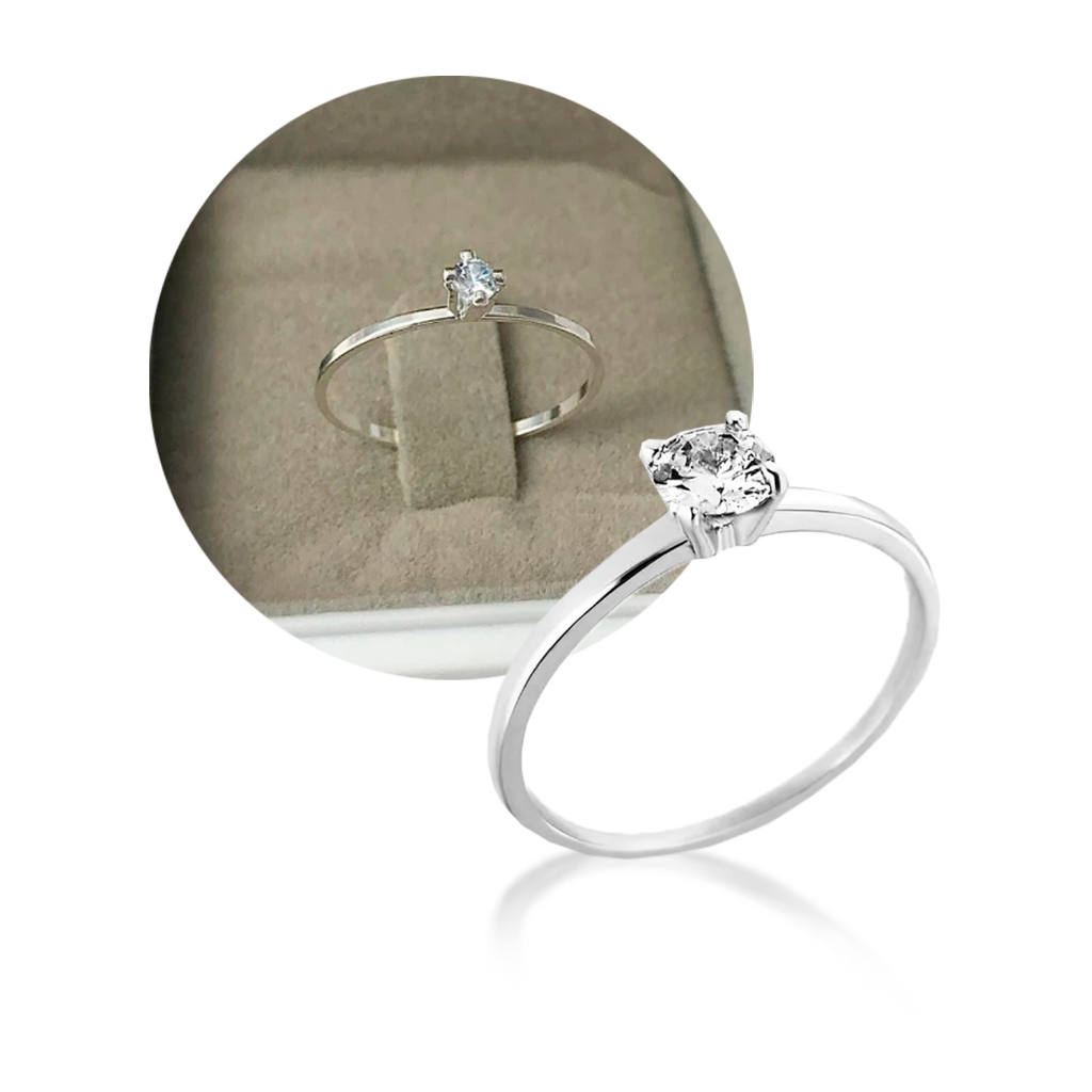 Anel Solitário Prata Feminino Fininho Minimalista Noivado